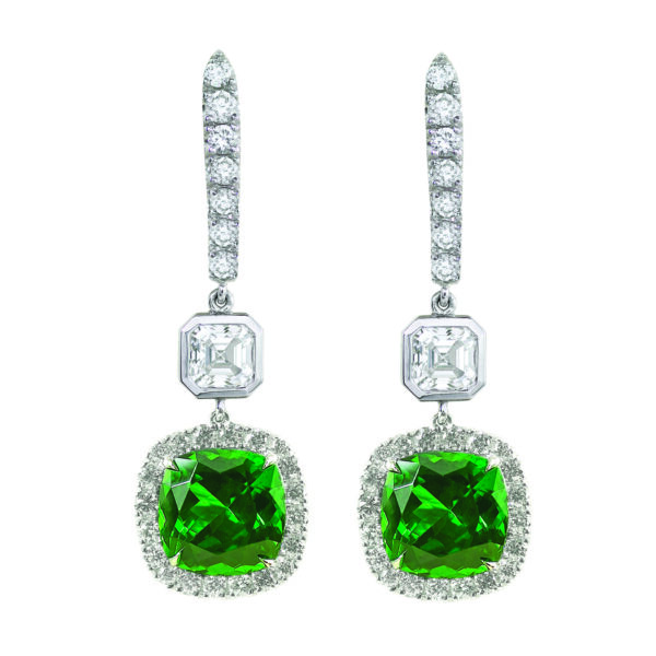 Green Tsavorite Garnet & Diamond Earrings | Silverhorn Jewelers Santa ...