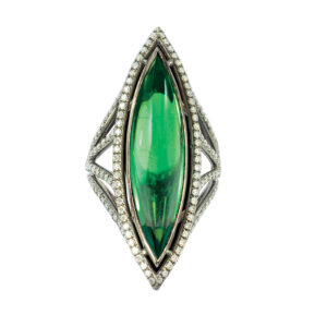 Silverhorn green tourmaline marquise ring