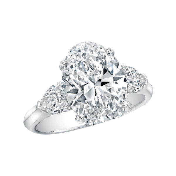 Silverhorn oval diamond three stone ring