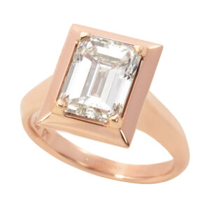 Silverhorn rose gold emerald cut diamond ring