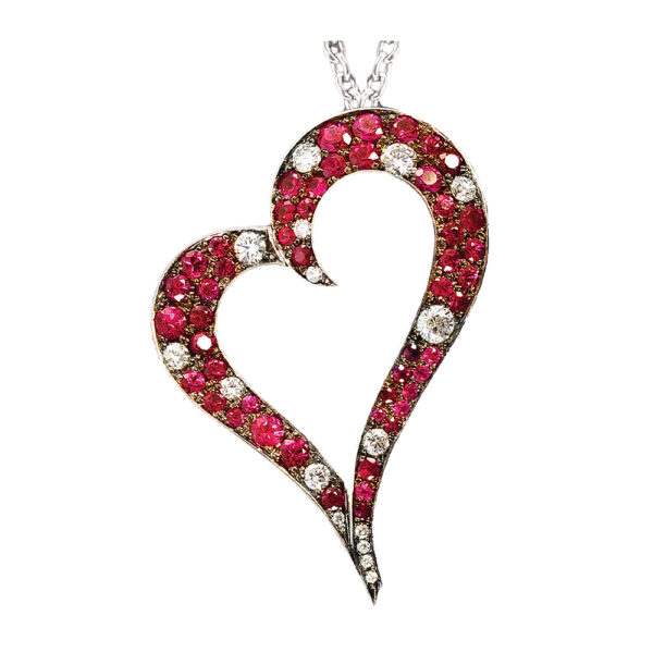 Silverhorn ruby & diamond heart Pendant