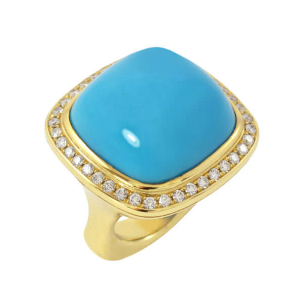 Silverhorn turquoise and diamond ring