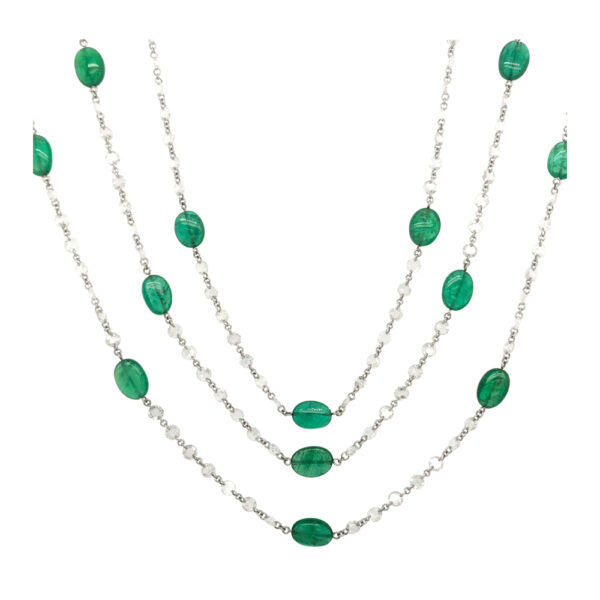 Silverhorn Emerald and diamond necklace