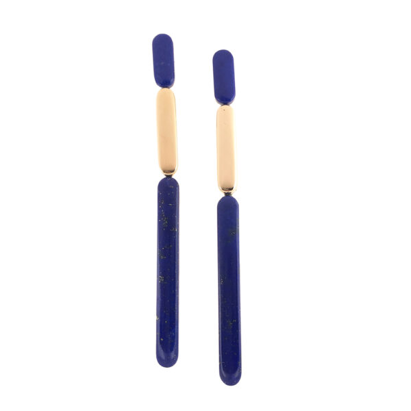 Silverhorn Lapis & Gold elongated earrings