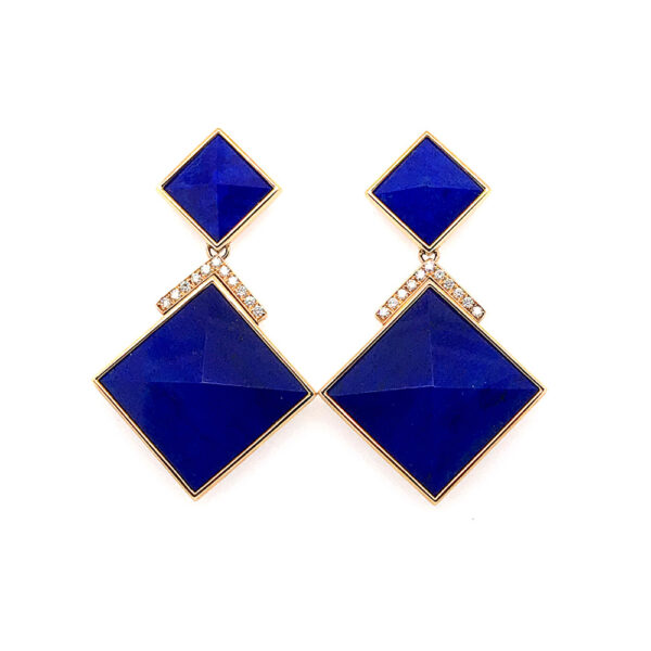 Silverhorn triangle diamond lapis earrings