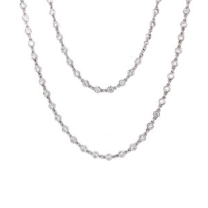 Silverhorn 18kt white gold and rose cut diamond chain of 18.26ct 70 inches in length