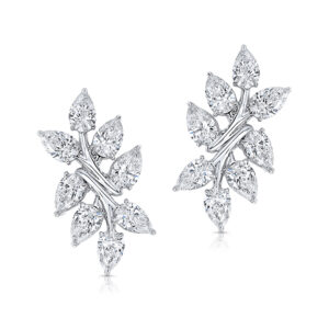 Silverhorn Jewelers Diamond leaf earrings with 16 pear shaped diamonds 3.15 carats