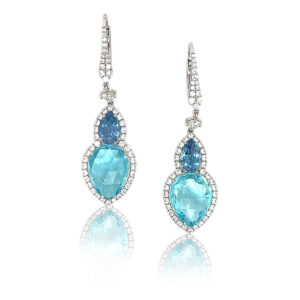 Paraiba Tourmaline and Diamond Dangle Earrings