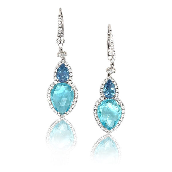 Silverhorn Jewelers aquamarine and diamond dangle earrings