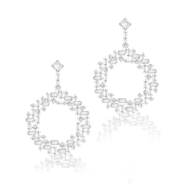 Circular Diamond Drop Earrings