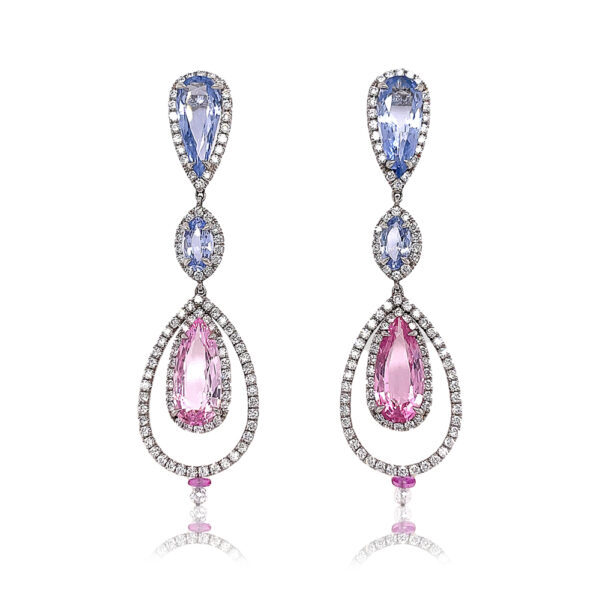 Silverhorn Jewelers diamond and colored gemstone dangle earrings