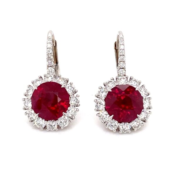 Ruby and Diamond Dangle Drop Earrings