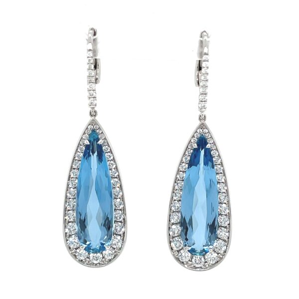 Aquamarine and Diamond Drop Earrings