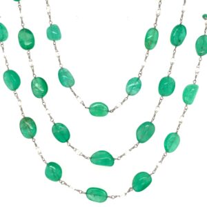 Layered emerald and diamond necklace