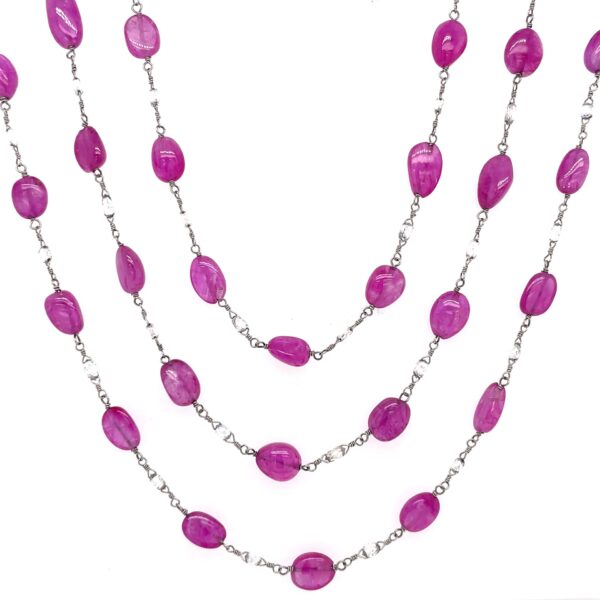 Layered Pink Sapphire and Diamond Necklace