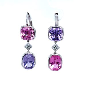Pink and purple spinel earrings
