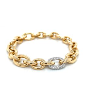 Yellow gold bracelet with diamond link