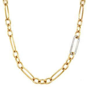 Gold necklace with diamond link