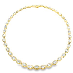18 karat yellow gold oval cut diamond collar