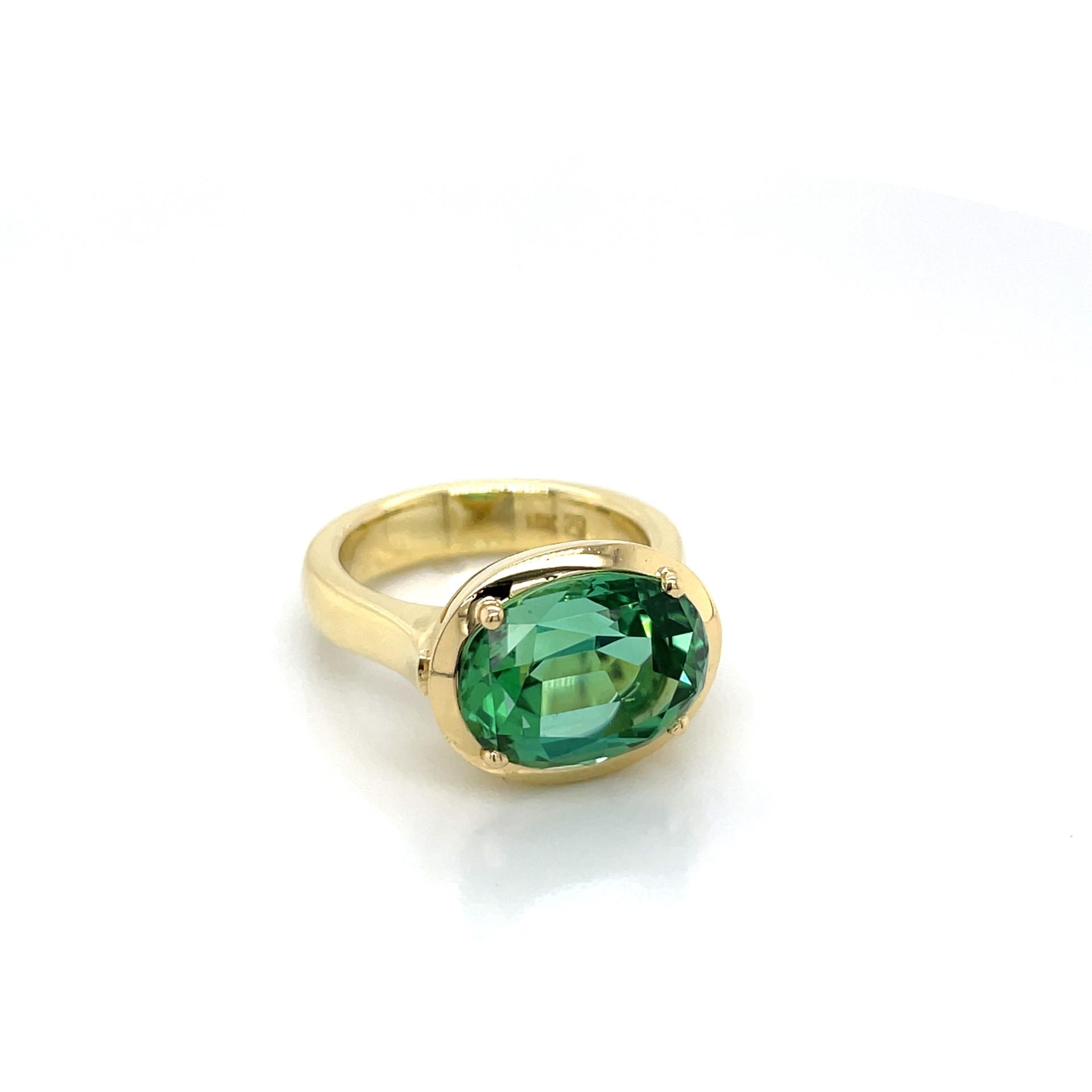 Natural Green Tourmaline Sterling Silver Ring – 925 Silver, Cushion Cut, Handmade, All Sizes