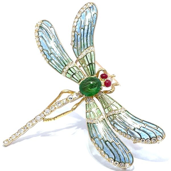 Brooch with Tsavorite Garnet, Ruby and diamonds