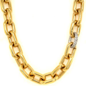 18 karat yellow gold necklace with diamond link