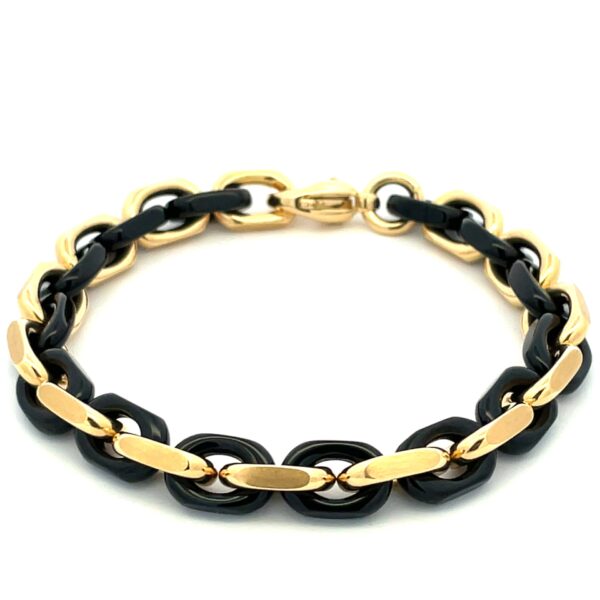 18 Karat Yellow Gold and Onyx men's bracelet