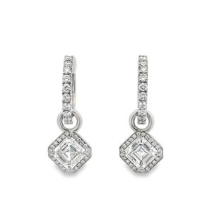 Detachable ear pendant with asscher cut diamonds