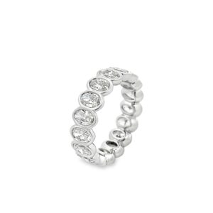 Oval cut diamonds eternity band set in 18 karat white gold