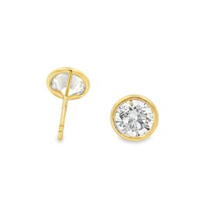 18 karat yellow gold bezel set diamond studs