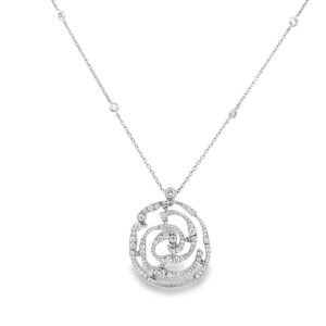 18 karat white gold handmade pendant with diamonds